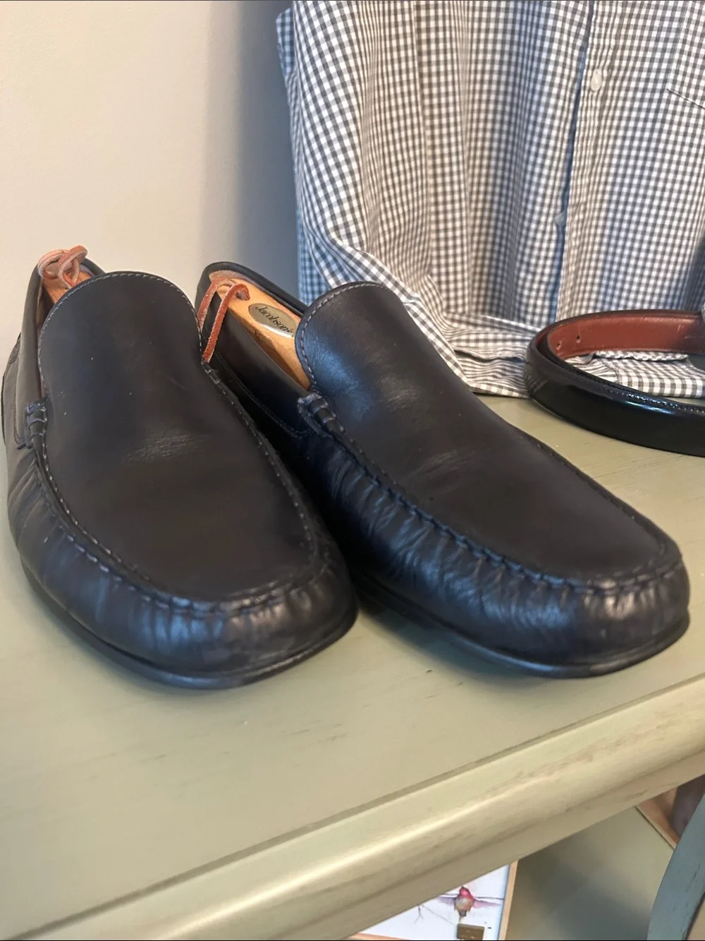 Ecco Black Leather Slip-On Driving Loafers